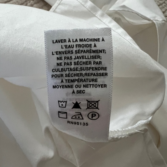 Lafayette 148 New York Women Half Tie Sleeve Button Down Shirt White Size Medium - Picture 3 of 5